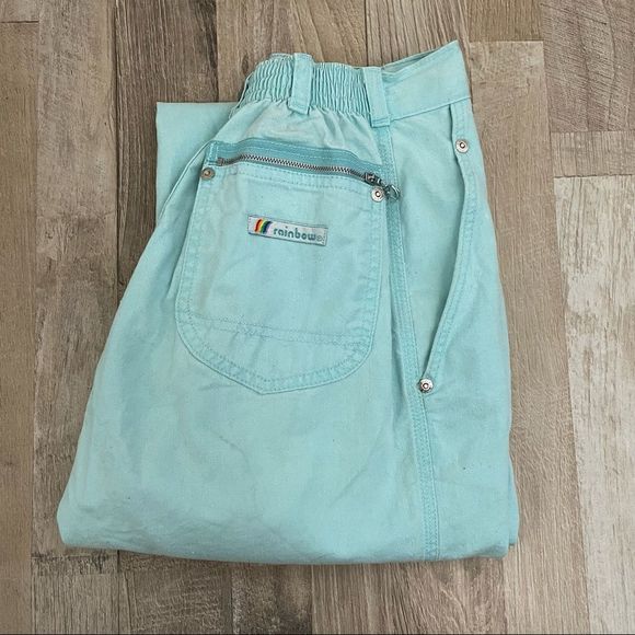 Vintage | 1980s Sky Blue Rainbow Pants - Picture 13 of 16